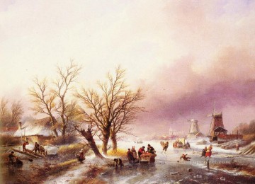 Jan Jacob Coenraad Spohler Painting - A Winter Landscape Jan Jacob Coenraad Spohler